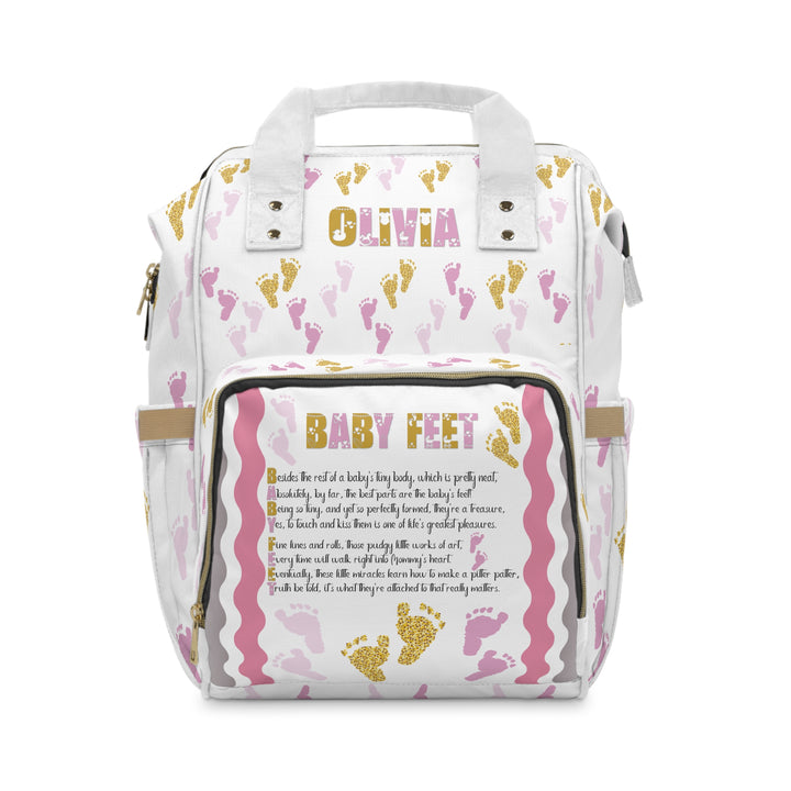 Baby Steps Multifunctional Diaper Backpack - "Baby Feet" Footprints - Personalized