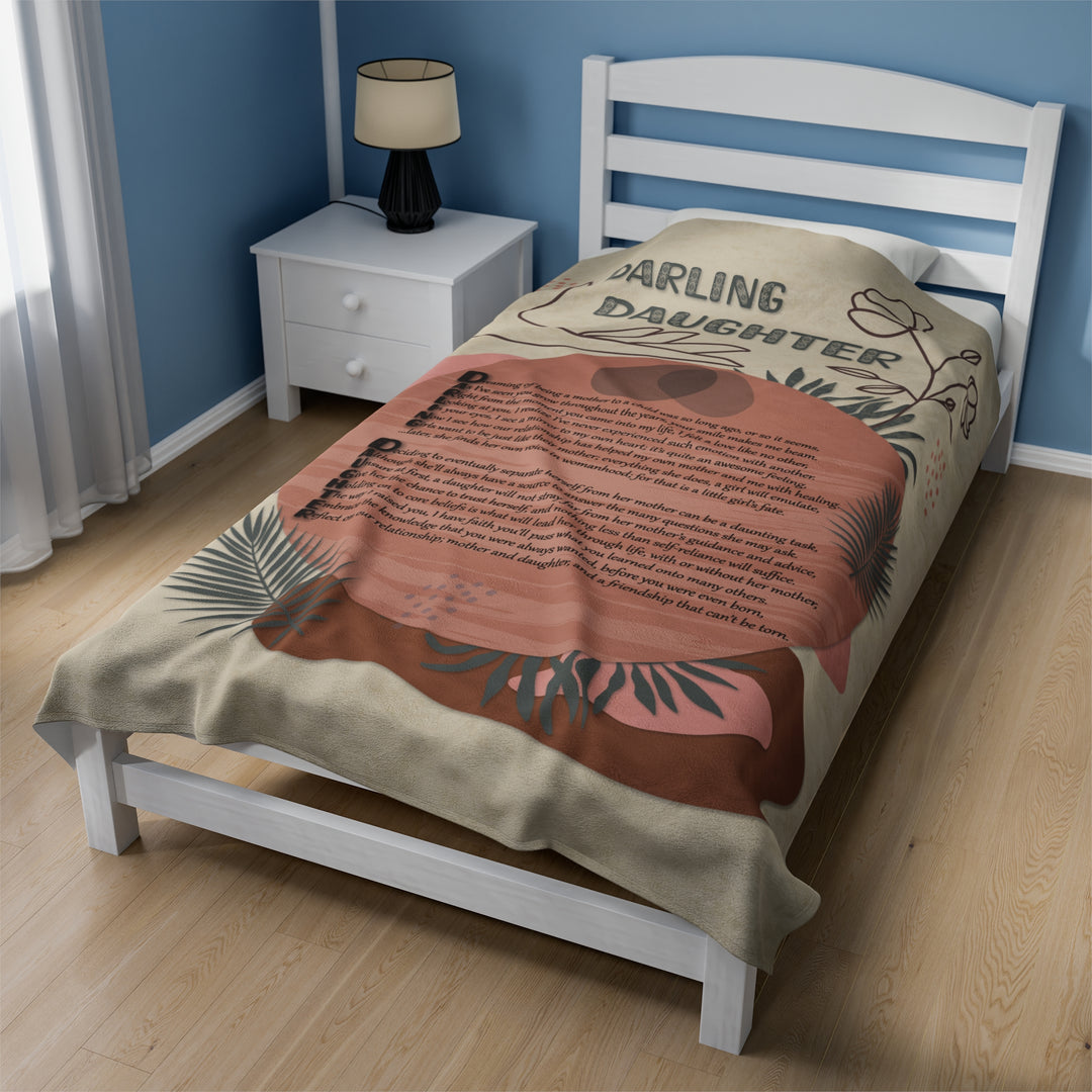 It's Just a Phrase Velveteen Plush Blanket with Acrostic Poem "Darling Daughter" - Boho Design