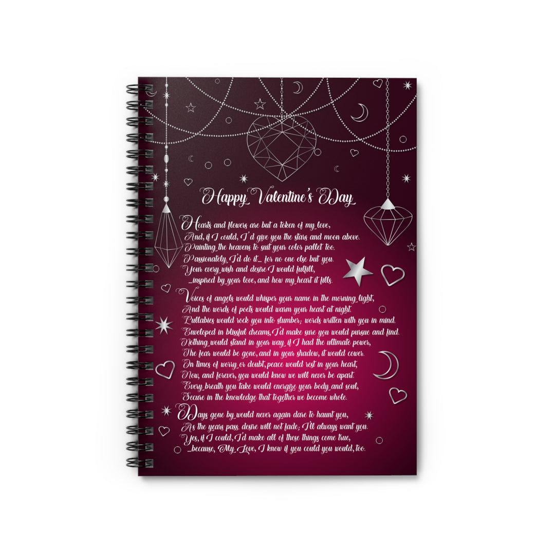 Happy Valentine's Day Acrostic Poem Spiral Notebook - Silver Hearts