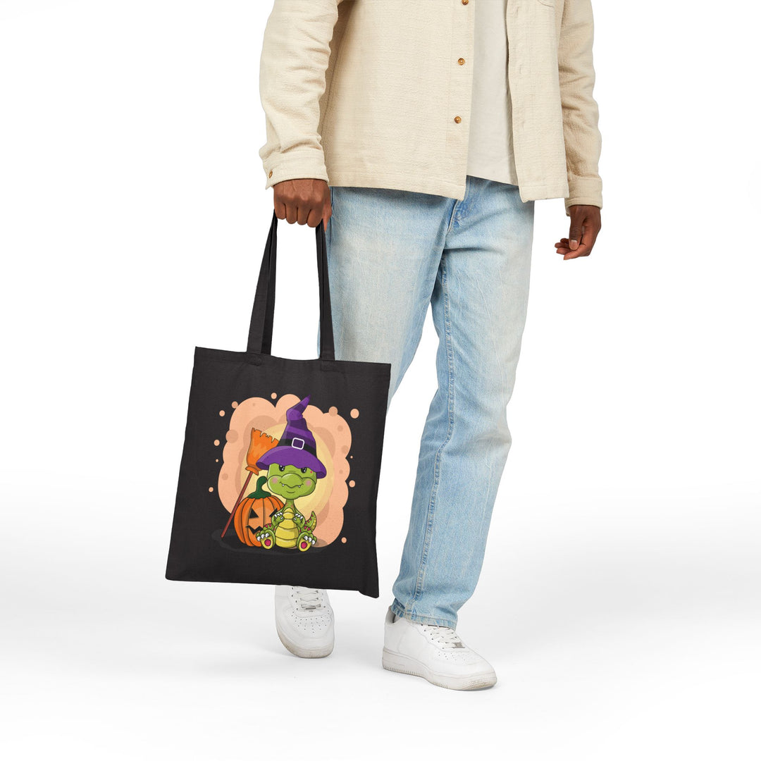 "Happy Halloween" Acrostic Poem Canvas Candy Tote Bag - Baby Dragon - No Personalization
