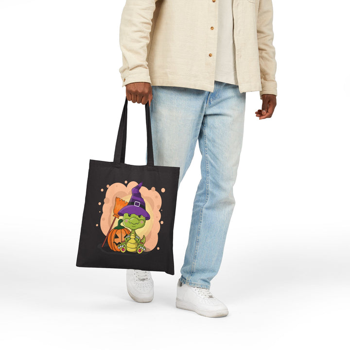 "Happy Halloween" Acrostic Poem Canvas Candy Tote Bag - Baby Dragon - No Personalization