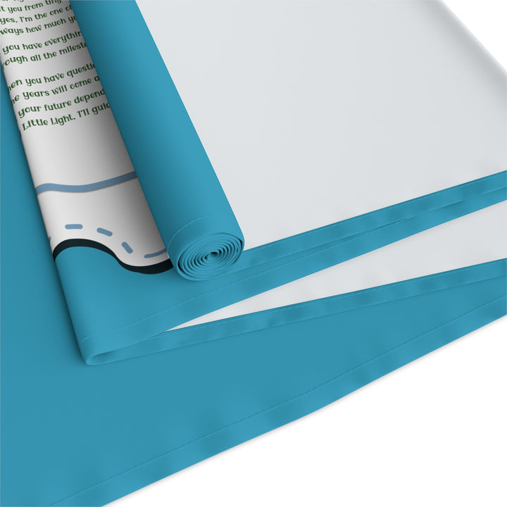 A Baby is Born Table Runner - Baby Items Font - Aqua