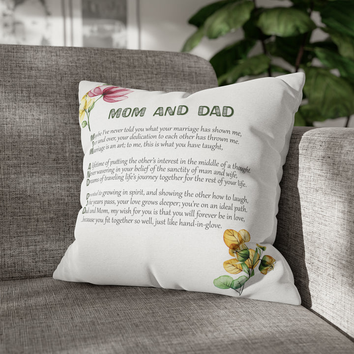 It's Just a Phrase "Mom and Dad" Acrostic Poem Pillow Case/Cover - White