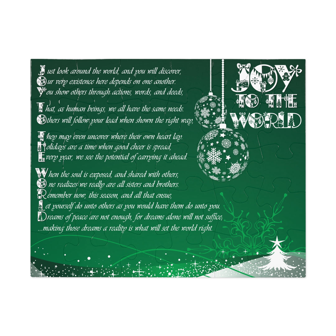 Joy to the World Acrostic Poem Puzzle - Ornaments-Green- Tin Box