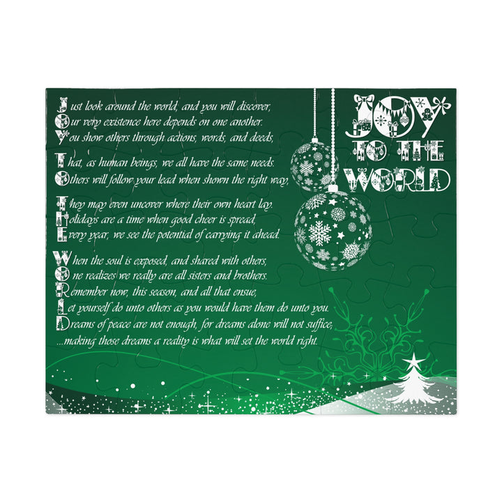 Joy to the World Acrostic Poem Puzzle - Ornaments-Green- Tin Box