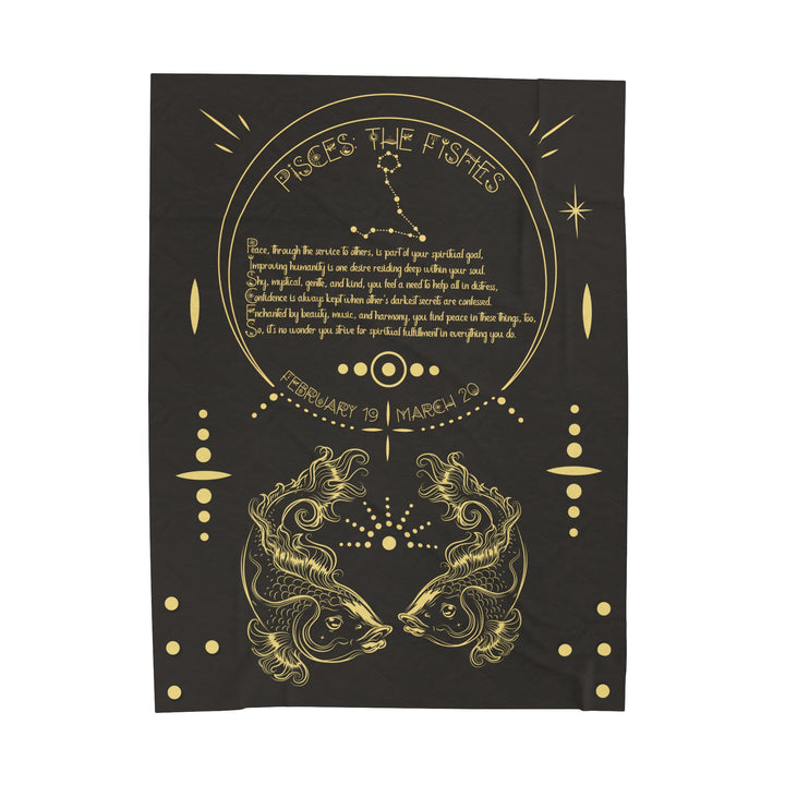 Written in the Stars Velveteen plush blanket with acrostic poem spelling out "Pisces"