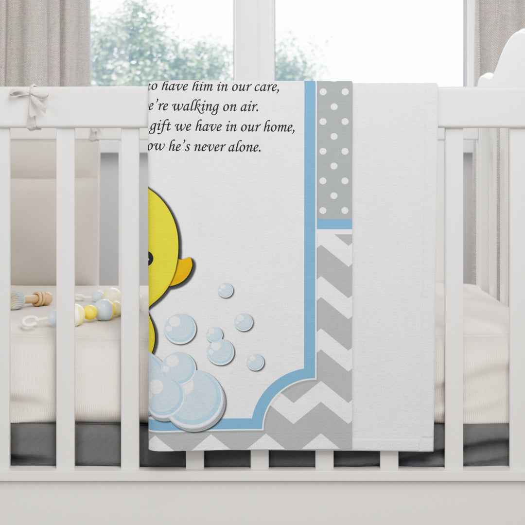It's a Boy Acrostic Poem Baby Blanket - Ducky - Personalized