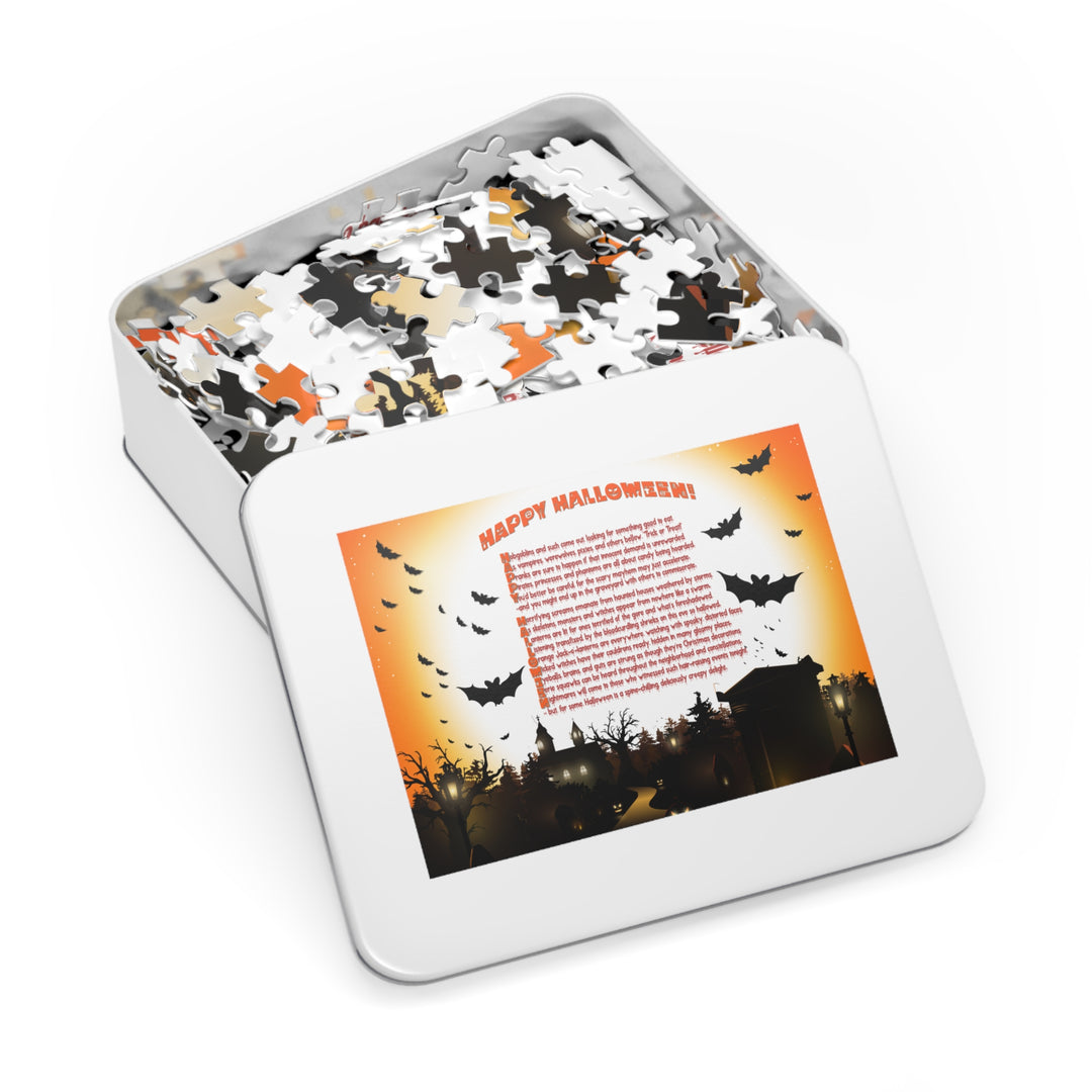 Happy Halloween Poem Jigsaw Puzzle - Tin Box