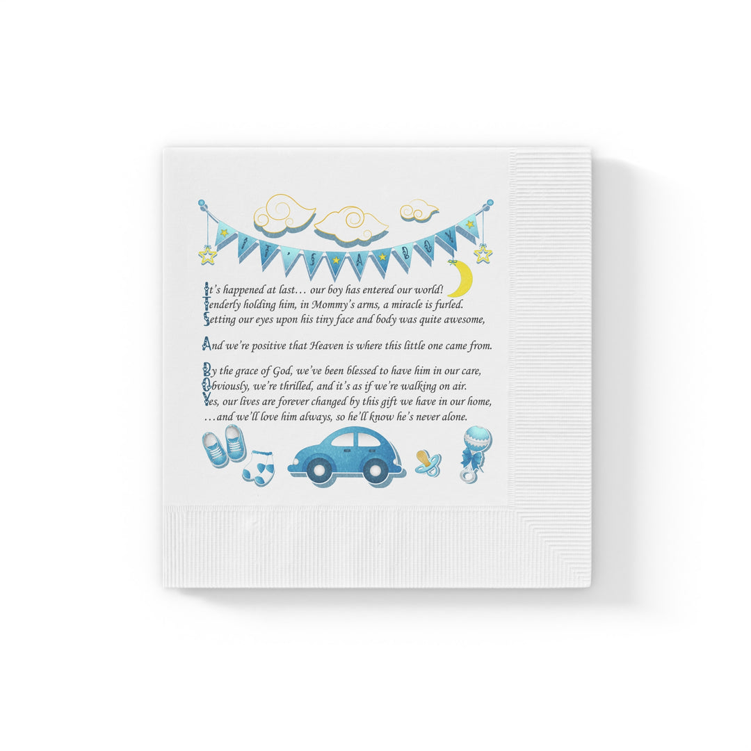 It's a Boy White Coined Napkins  - No Personalization