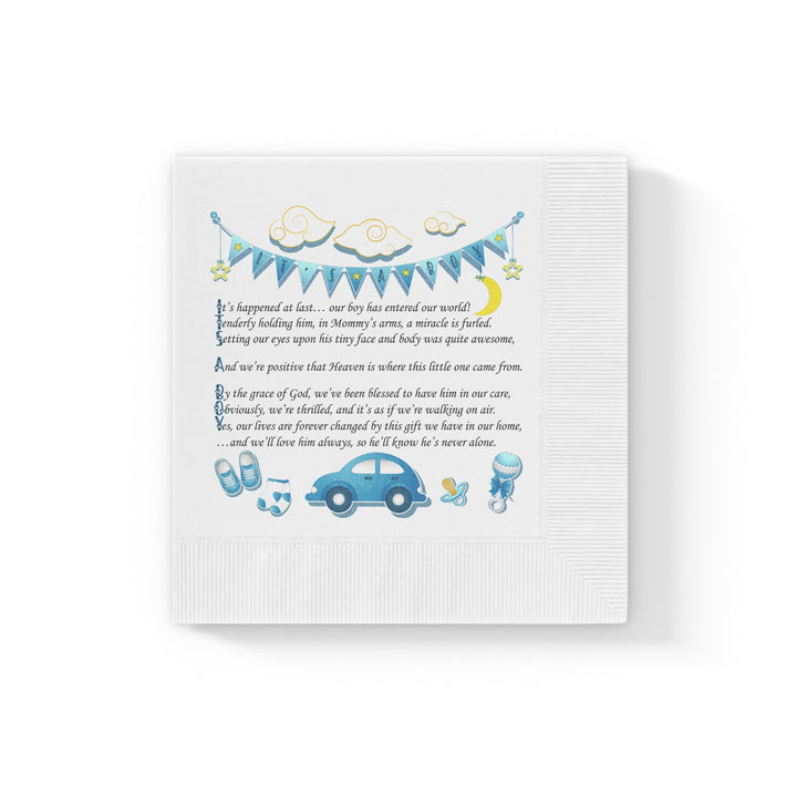 It's a Boy White Coined Napkins  - No Personalization