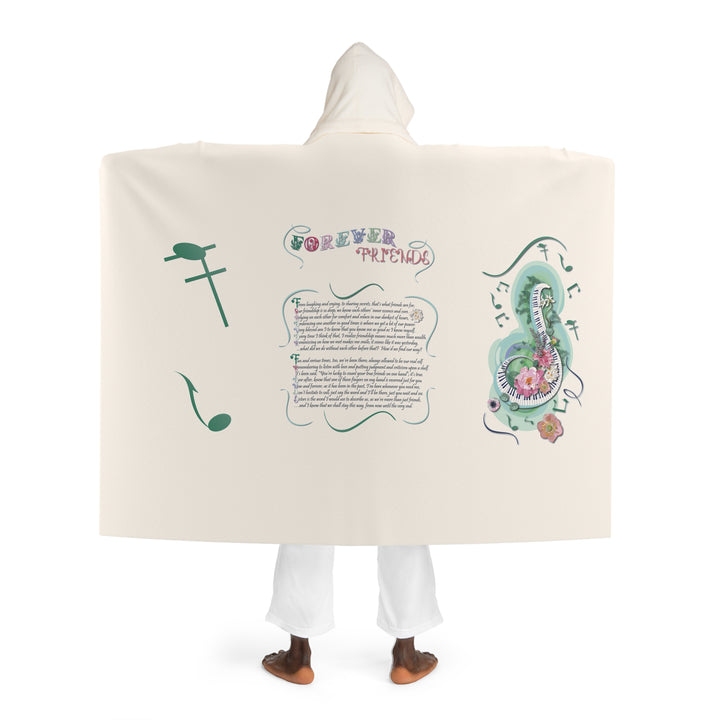Forever Friends Acrostic Poem Hooded Sherpa Blanket - Musical Notes - No Personalization