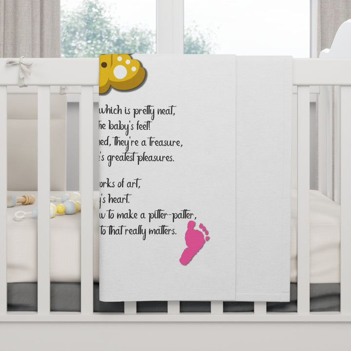 Baby Feet Acrostic Poem Blanket - Pink-Gold-  Baby Leopard