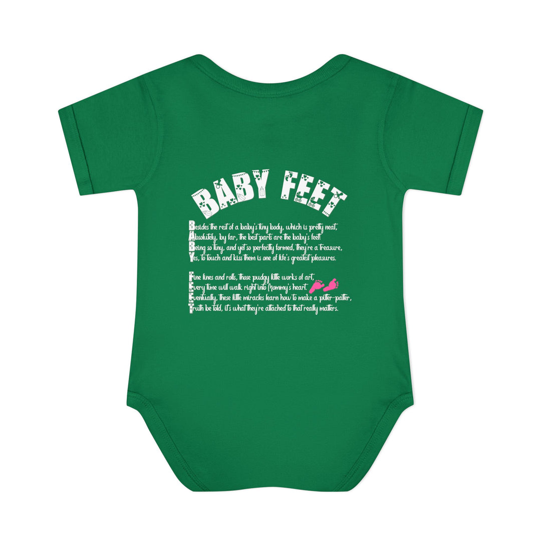 Baby Steps "Baby Feet" Acrostic Poem Bodysuit - Pink Footprints