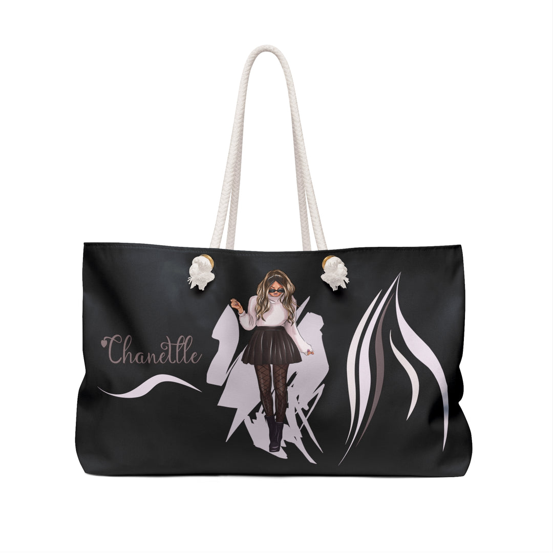 Black and Pink Weekender Tote Bag with Acrostic Poem Spelling Out "Forever Friends"
