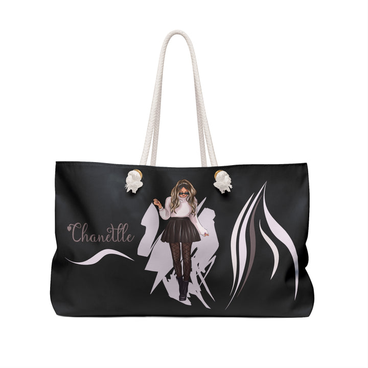 Black and Pink Weekender Tote Bag with Acrostic Poem Spelling Out "Forever Friends"