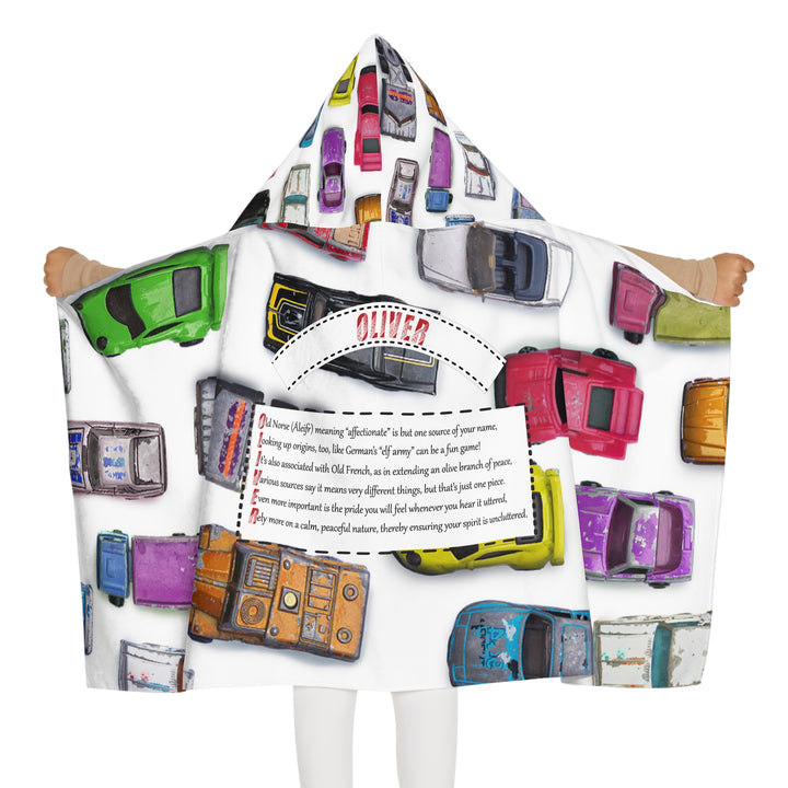 "Namesakes" Youth Hooded Towel - Toy Cars