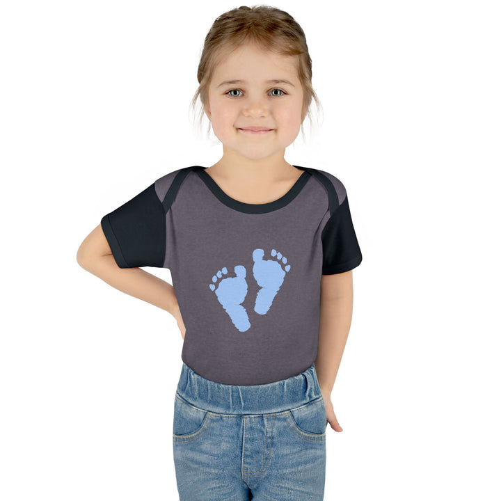 Baby Feet Acrostic Poem Baby Bodysuit - Blue Footprints