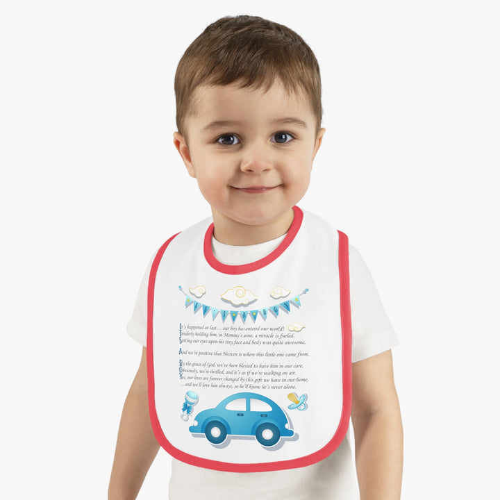Baby Steps Acrostic Poem - Contrast Trim Jersey Bib - "It's a Boy"