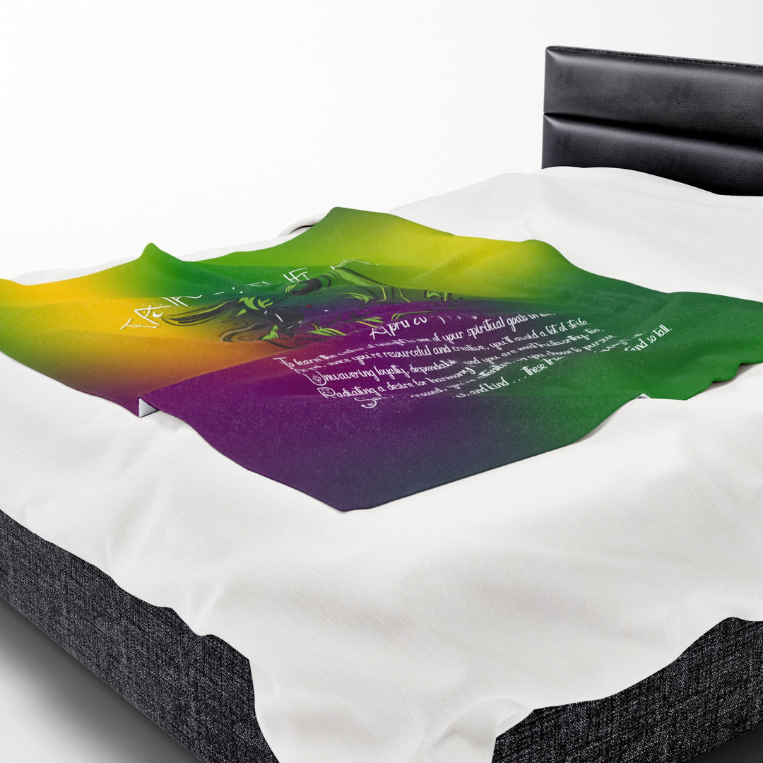 Taurus Acrostic Poem Velveteen Plush Blanket - Colored