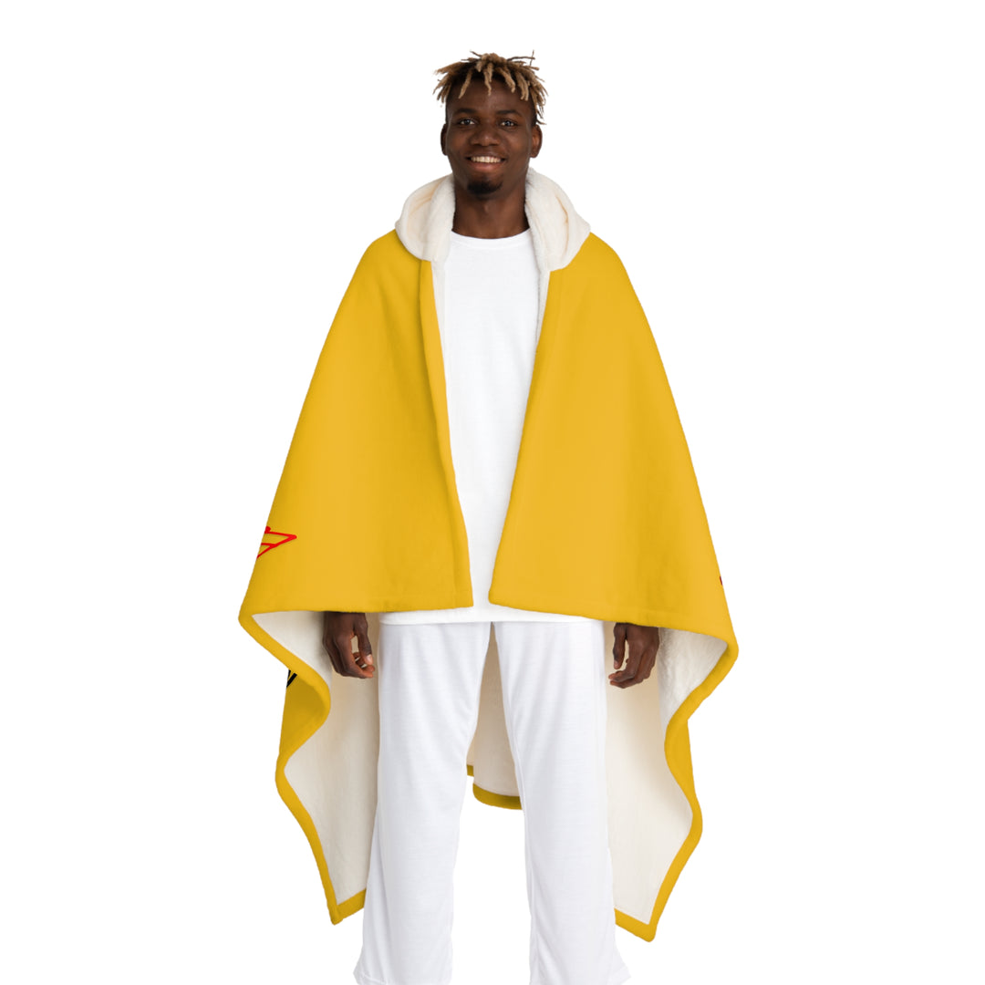 Namesakes Hooded Sherpa Fleece Blanket - Mic and Musical Notes - Yellow Background