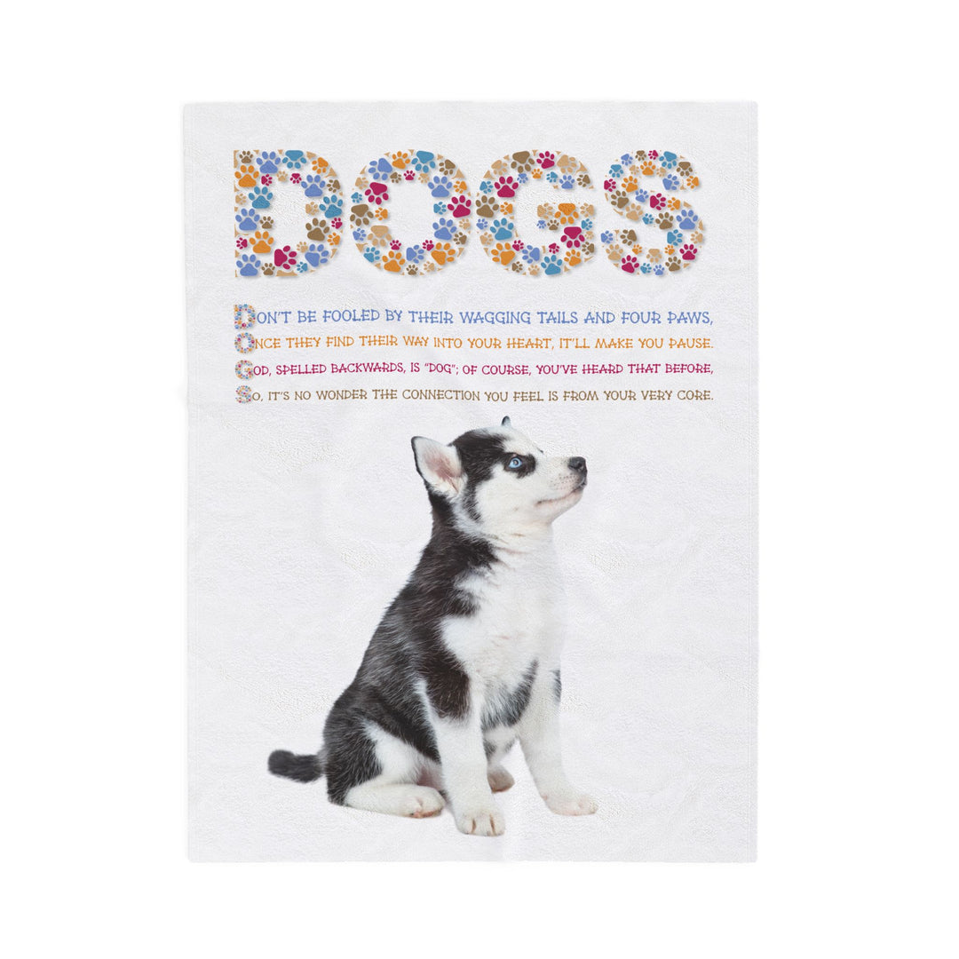 Dogs Acrostic Poem Velveteen Plush Blanket - Siberian Huskie