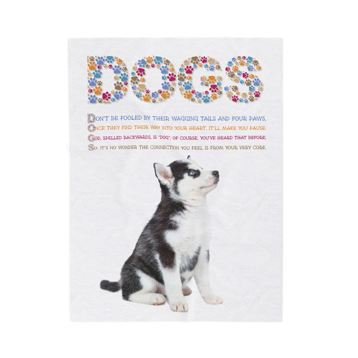 Dogs Acrostic Poem Velveteen Plush Blanket - Siberian Huskie