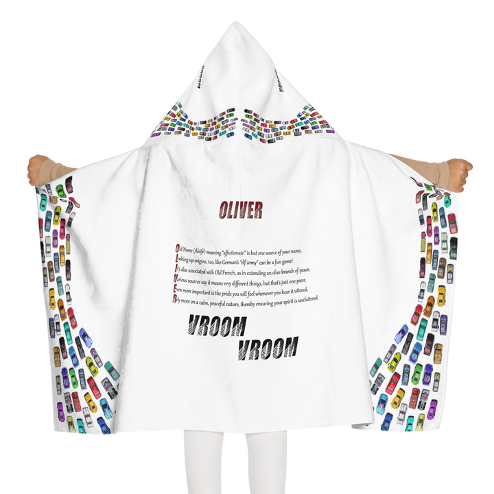"Namesakes" Youth Hooded Towel - Vroom-Vroom Toy Cars