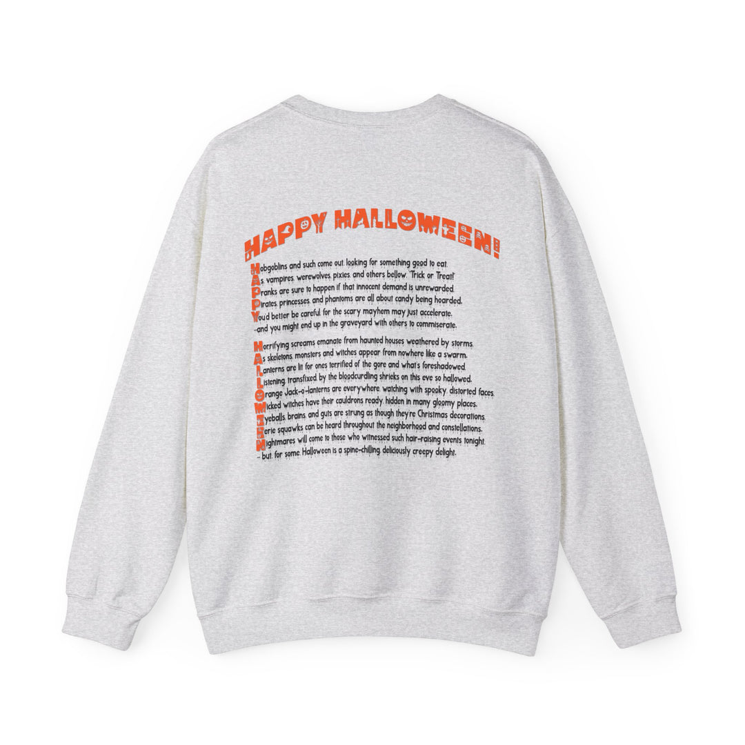 Happy Halloween Acrostic Poem Sweatshirt - Creepy Pink