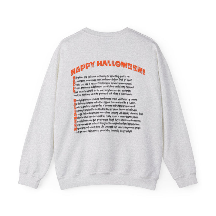 Happy Halloween Acrostic Poem Sweatshirt - Creepy Pink
