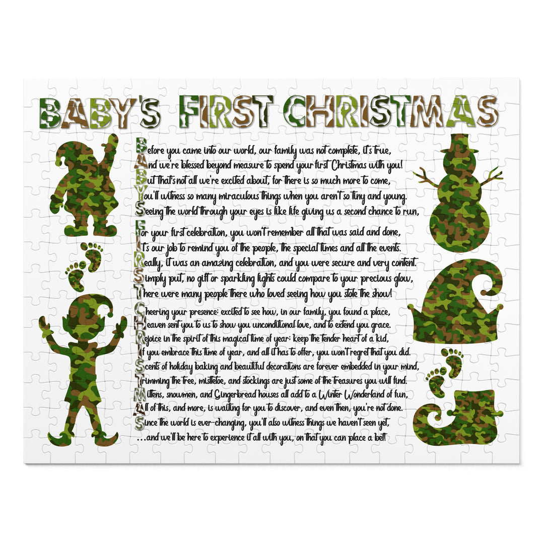 Baby's First Christmas Acrostic Poem Jigsaw Puzzle - Camo - Tin Box