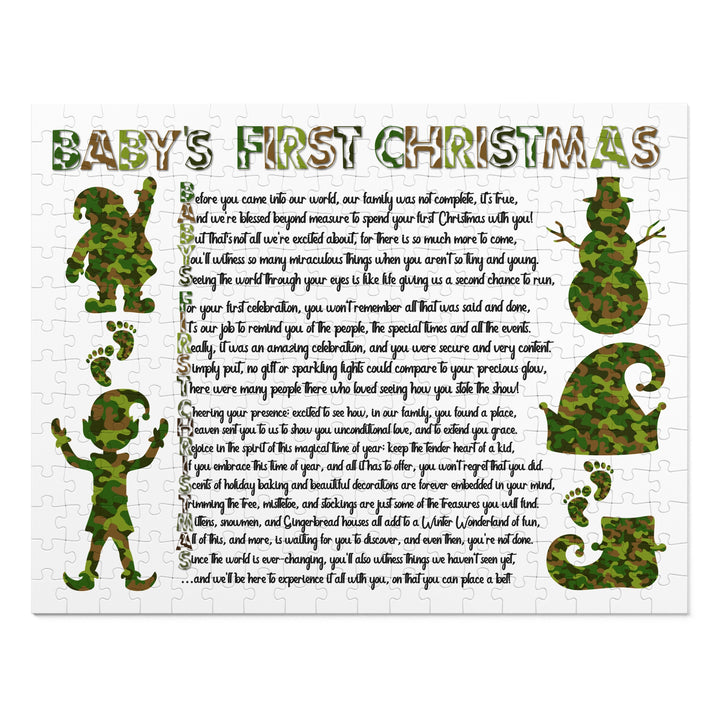 Baby's First Christmas Acrostic Poem Jigsaw Puzzle - Camo - Tin Box