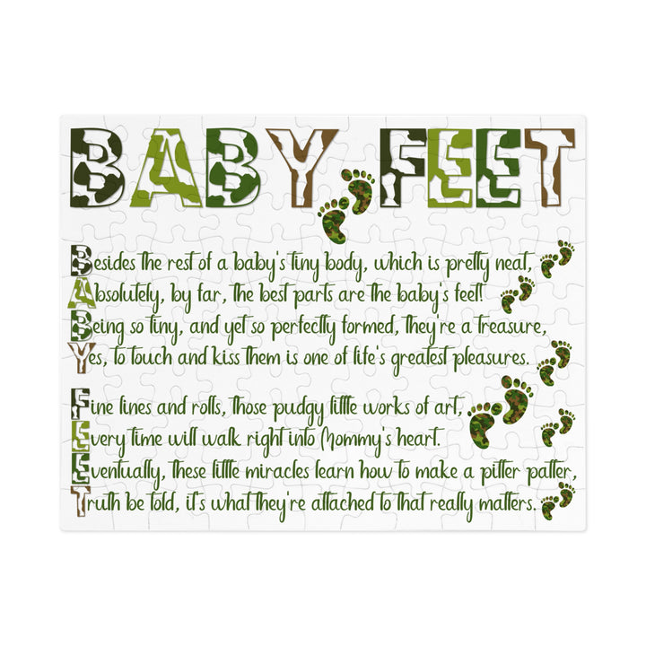 Baby Feet Acrostic Poem Jigsaw Puzzle - Camo - Tin Box - No Personalization