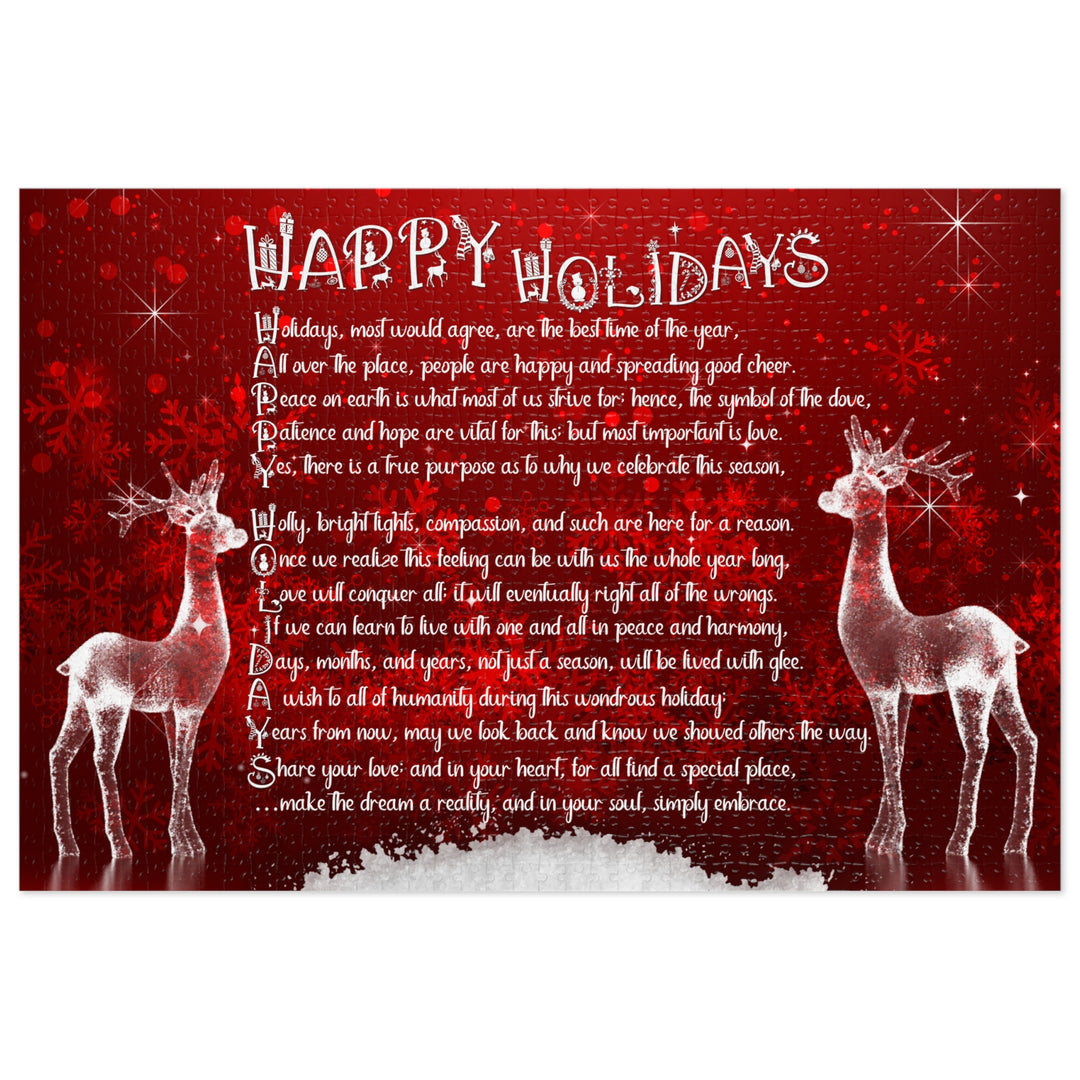 Happy Holidays Acrostic Poem Puzzle - Deer and Snow - Tin Box