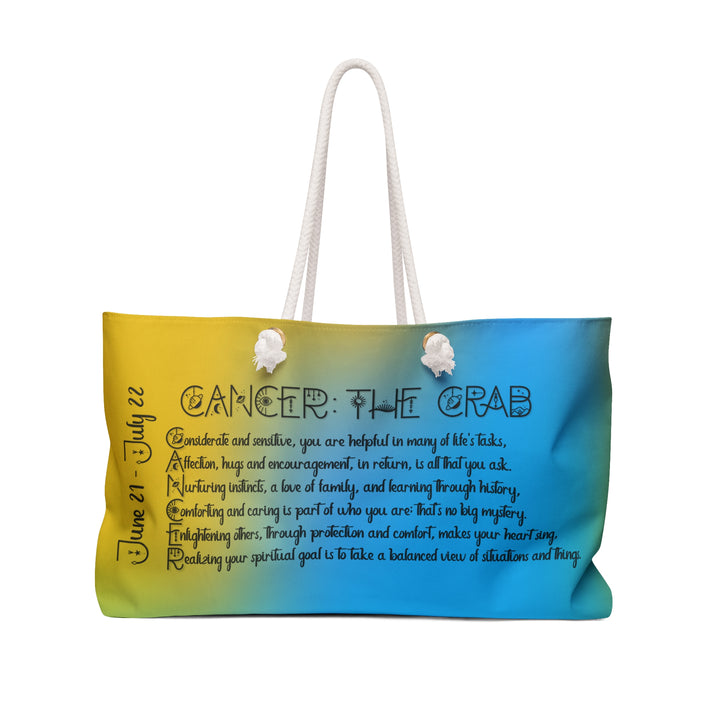 Weekender Bag with Acrostic Poem Spelling out "Cancer"