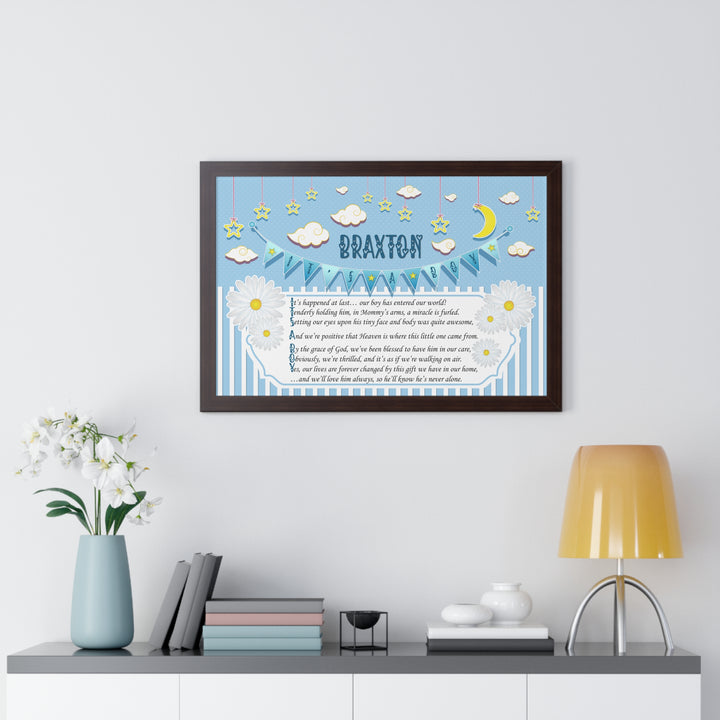 Baby Steps "It's a Boy" Framed Print Collection - Blue Stripes - Personalized