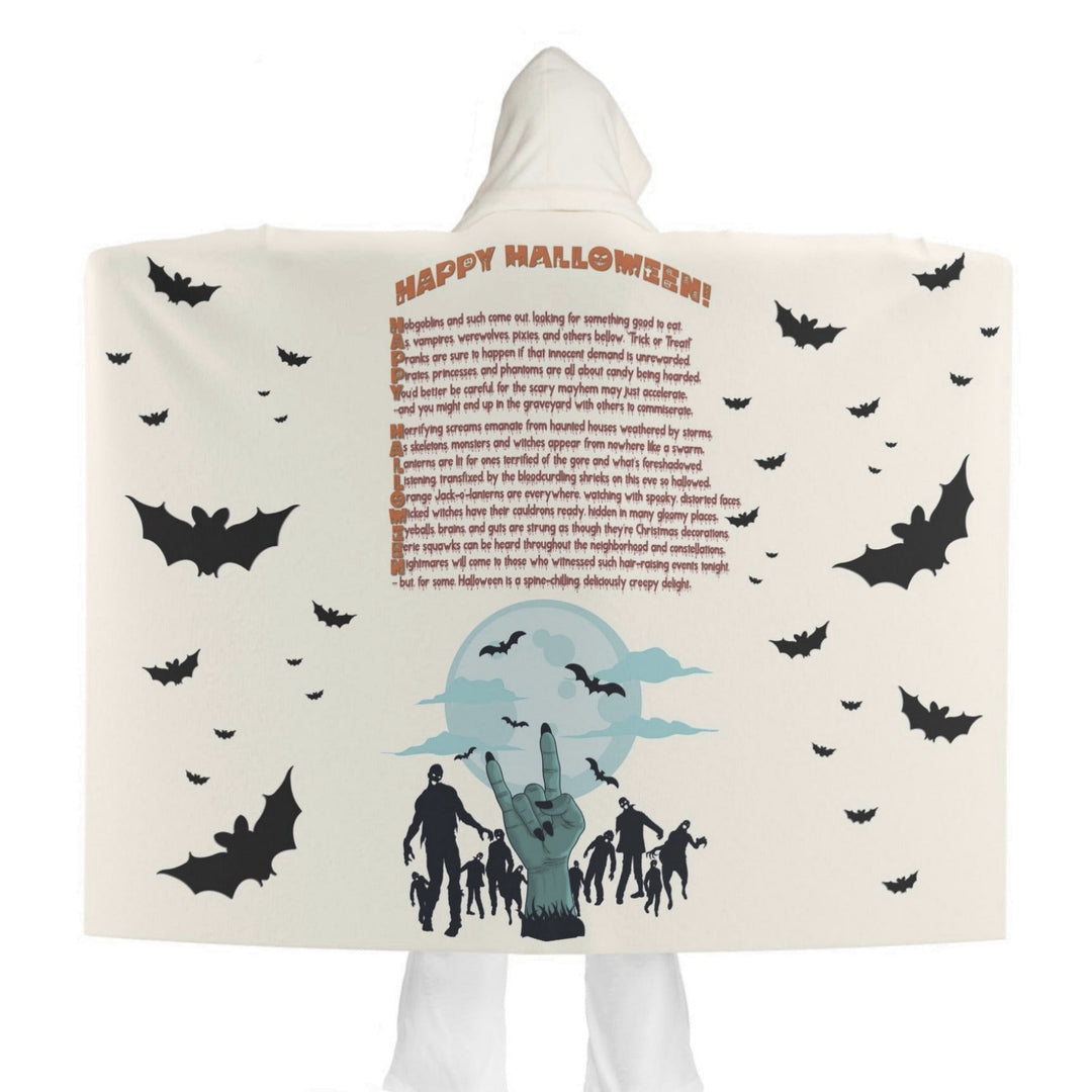 Happy Halloween Acrostic Poem Hooded Sherpa Fleece Blanket - Zombies