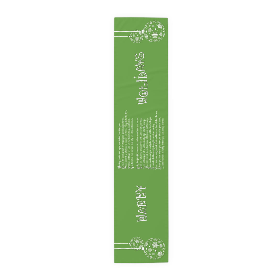 Happy Holidays Acrostic Poem Table Runner - Green-Ornaments