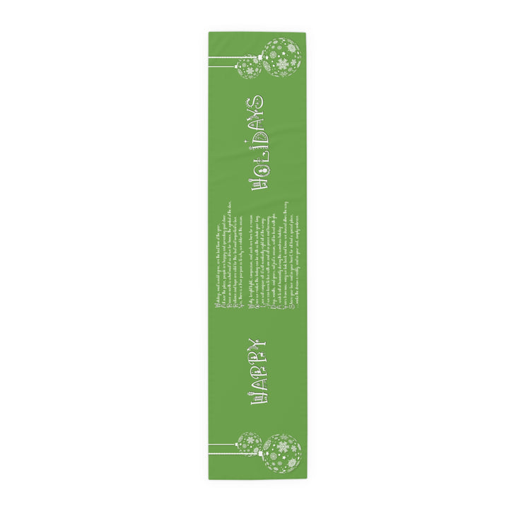 Happy Holidays Acrostic Poem Table Runner - Green-Ornaments