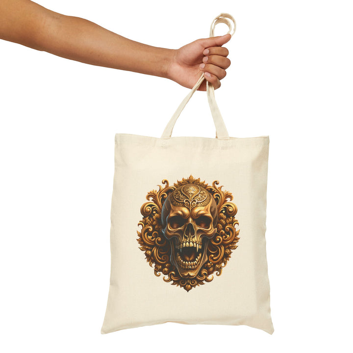 "Happy Halloween" Acrostic Poem Canvas Candy Tote Bag - Creepy Skull- No Personalization