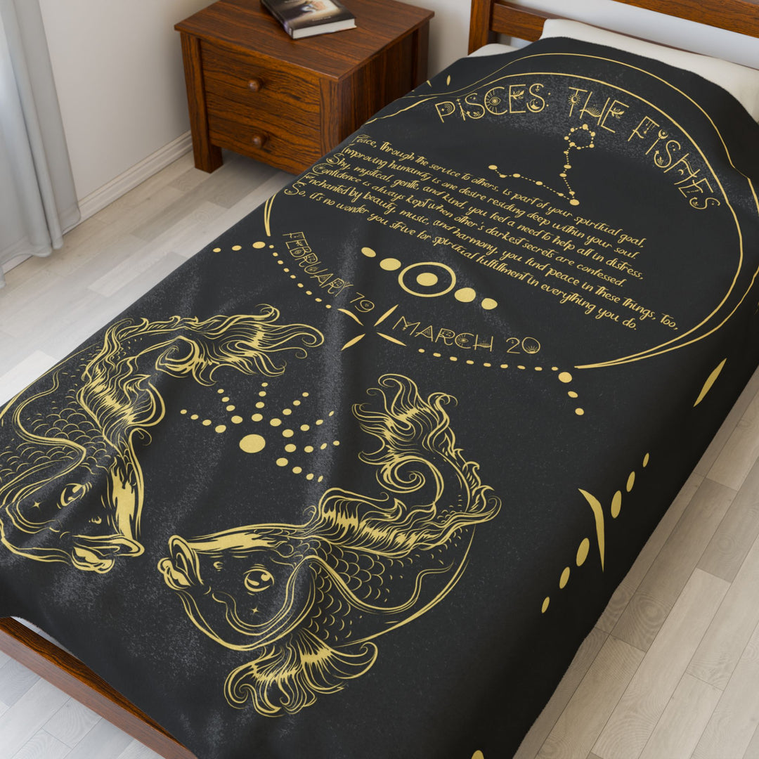 Pisces Acrostic Poem Velveteen Blanket