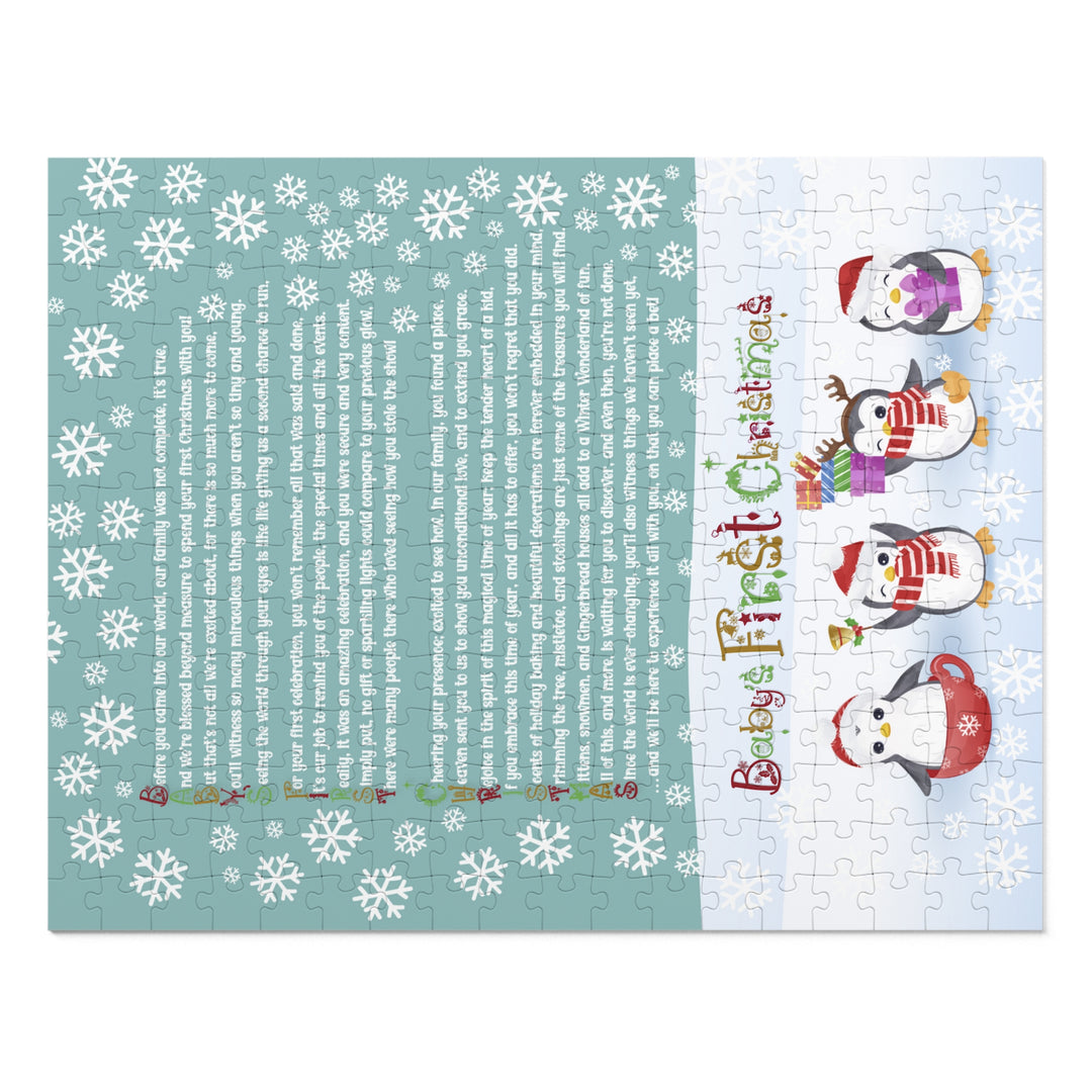 Baby's First Christmas Acrostic Poem Jigsaw Puzzle - Gingerbread - Penguins - Tin Box