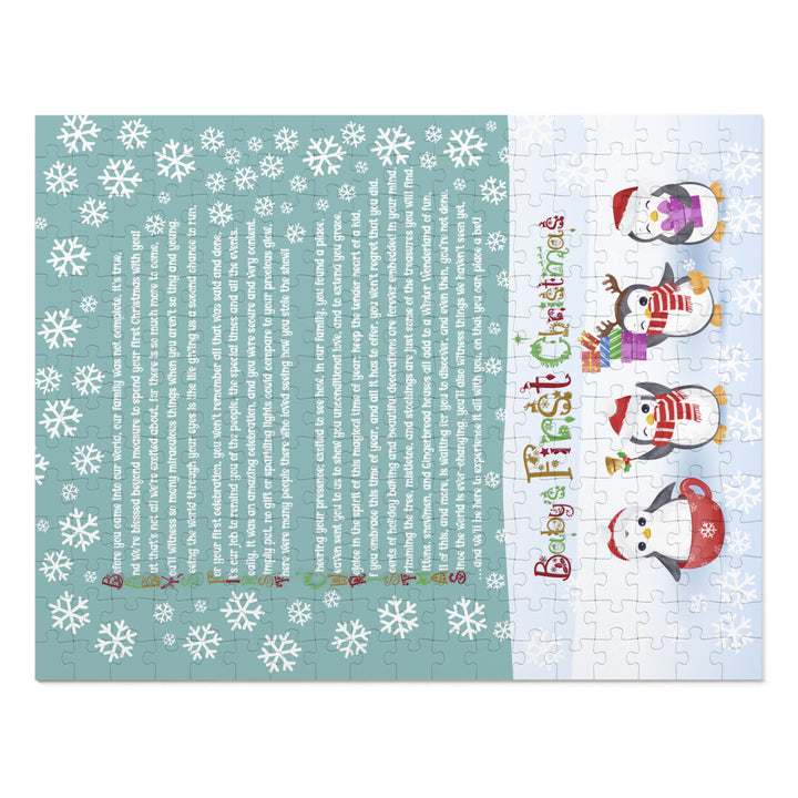 Baby's First Christmas Acrostic Poem Jigsaw Puzzle - Gingerbread - Penguins - Tin Box