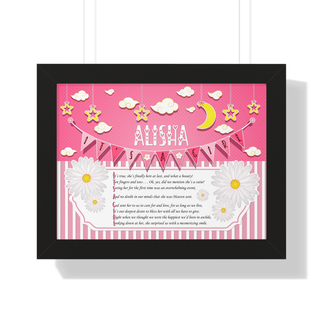 Baby Steps Framed Print Collection - Pink Stripes - "It's a Girl" Personalized