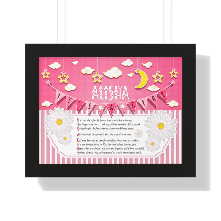 Baby Steps Framed Print Collection - Pink Stripes - "It's a Girl" Personalized