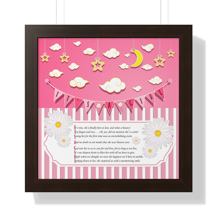 Baby Steps "It's a Girl" Framed Print - Pink Stripes -No Personalization