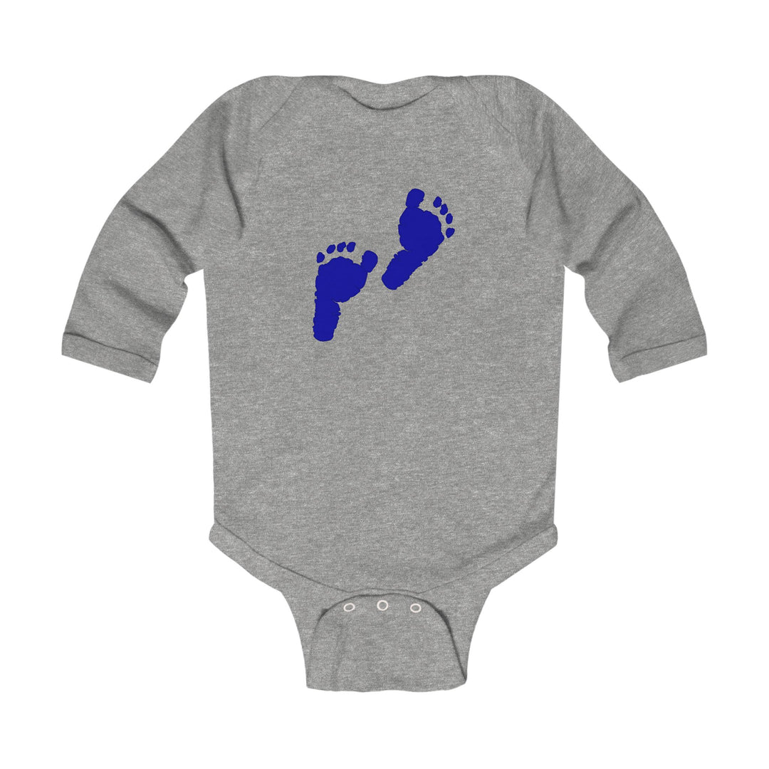 Baby Feet Acrostic Poem Long Sleeve Bodysuit - Blue Footprints