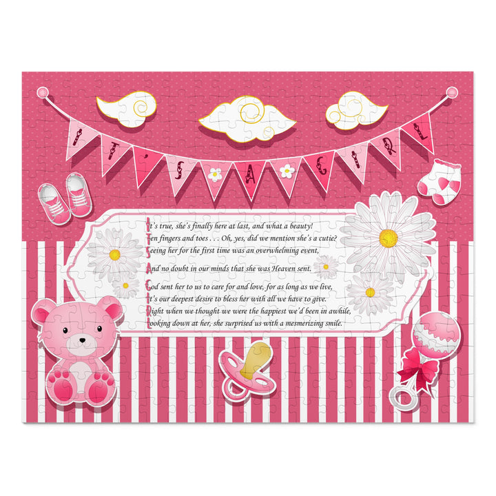 It's a Girl Acrostic Poem Puzzle - Banner and Stripes - No Personalization