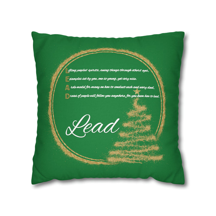 Holiday Pillow Case with Acrostic Poem  from "Learn, Lead, Believe" Collection Spelling out "Lead". Christmas Decor/Gift.