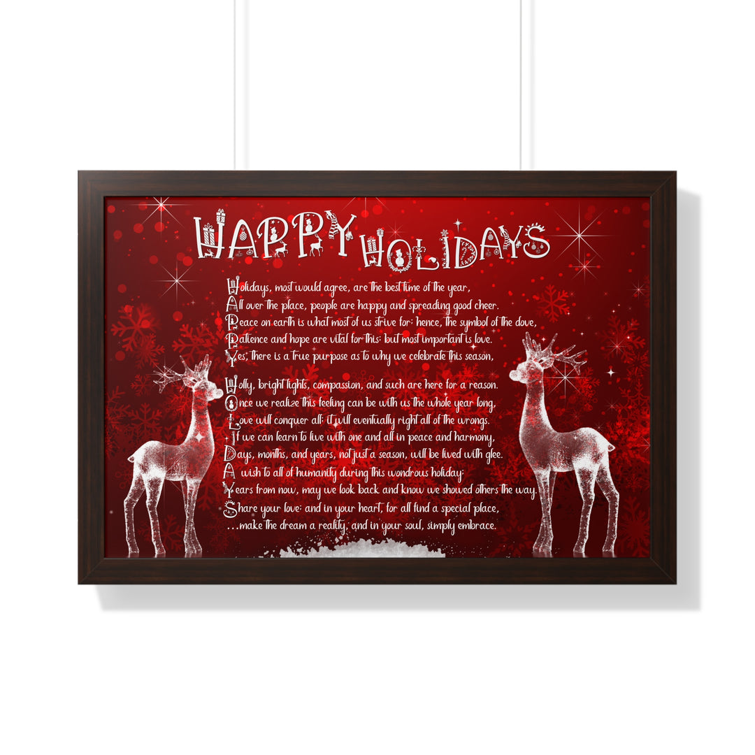 It's Just a Phrase "Happy Holidays" Framed Horizontal Acrostic Poem Poster