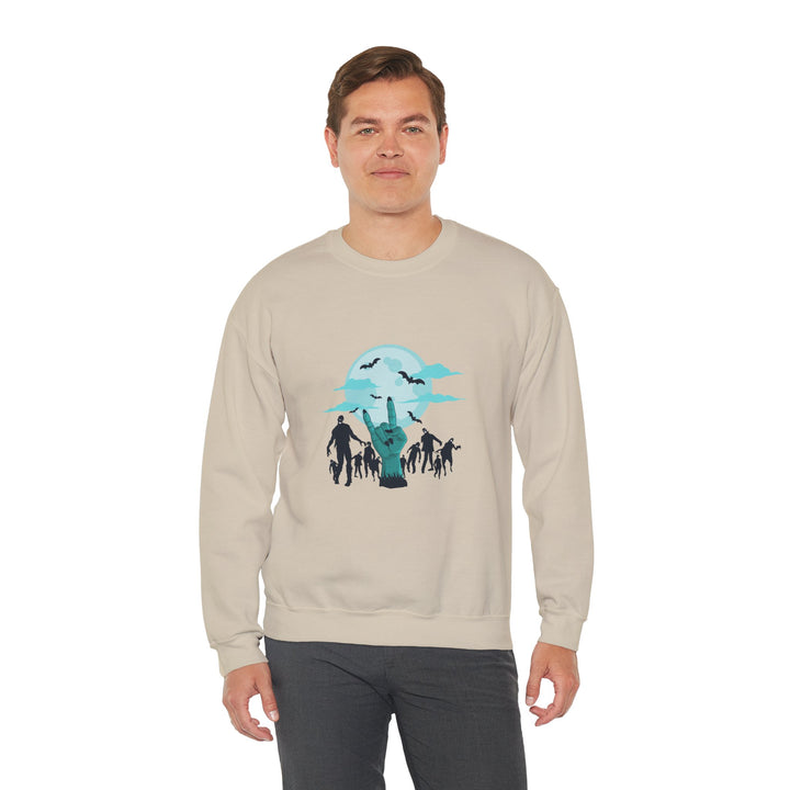 Happy Halloween Acrostic Poem Sweatshirt - "Rock On" Hand and Zombies